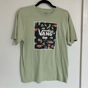 Vans Sage Green Floral Logo Short Sleeve Tee XL